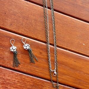 Jewel Kade Bronze Tassel Drop Earrings with Clear Rhinestones